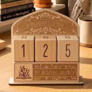 Books Read This Year – Wooden Reading Tracker & Desk Decor