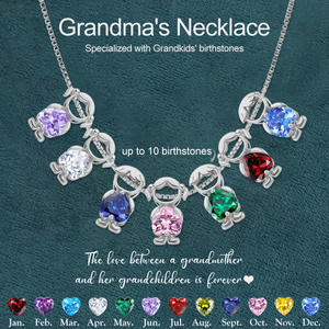 Personalized Kids Heart Birthstone Necklace, Gift For Mom Grandma