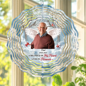 A Big Piece Of My Heart Lives In Heaven - Personalized Memorial Wind Spinner