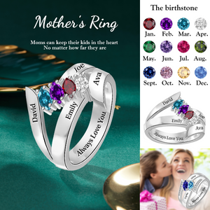 Personalized 1–6 Birthstones Stacking Ring, Gift For Mom