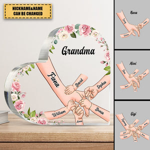 Hand In Hand Personalized Acrylic Heart-shaped Plaque