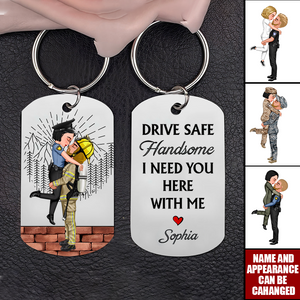 Personalized Couple Portrait, Firefighter, Nurse, Police Officer, Teacher, Gifts by Occupation Stainless Steel Keychain