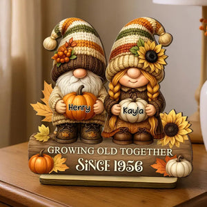 Couple Growing Old Together Personalized Standing Wooden Plaque