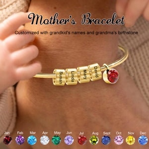 Personalized Name Beads Bracelet With Birthstone, Mother's Day Gift