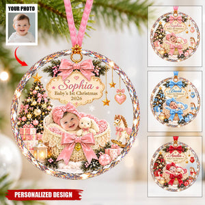 Personalized Baby's First Christmas Ornament, Sleeping Baby Girl Boy Keepsake