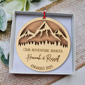 Our Adventure Awaits - Personalized Couple Names Wood Ornament