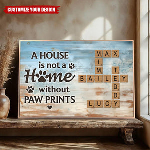 Home With Paw Prints Pet Crossword Puzzle Art Personalized Poster