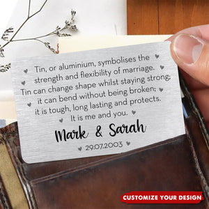 Personalized Tin Anniversary Wallet Card, Gift For Him Husband