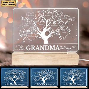 This Grandma Belongs To - Family Personalized Custom Rectangle Shaped 3D LED Light
