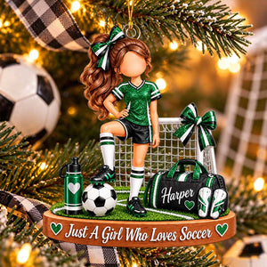 Personalized Soccer Girl Ornament, Soccer Team Player Keepsake,Christmas Gift For Her