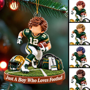 Personalized Football Boy Ornament, Football Player Gift,Sports Christmas Ornament