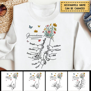 Grandma Mom Flowers With Kids Personalized Sweatshirt