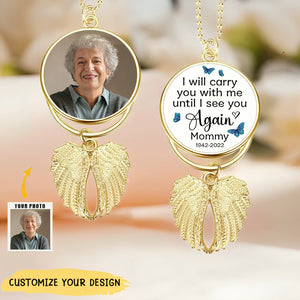 I Will Carry You With Me Personalized Angel Wings Car Hanger