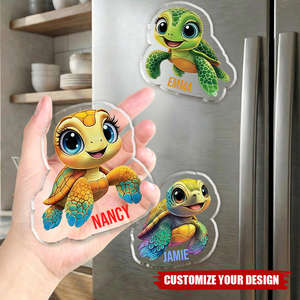 Personalized Turtle Acrylic Fridge Magnet, Family Vacation Gifts
