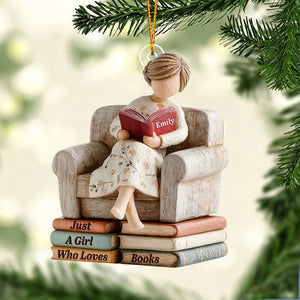 Just A Girl Who Loves Books Ornament -Personalized Gift For Bookworm