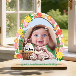 Personalized Easter Cartoon Bunny Plaque | Gift for Kids | Upload Photo