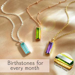 Personalized Peridot Bar Name Birthstone Necklace
