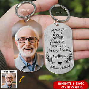 Always Loved Never Forgotten Double Sided Custom Photo Keychain