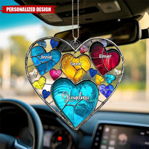 Grandma's Sweethearts - Personalized Acrylic Car Hanger, Gifts For Family