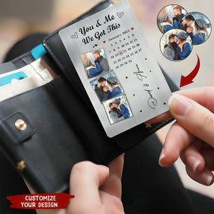 The Day Our Journey Began - Gift For Couples Custom Photo Calendar Personalized Aluminum Wallet Card