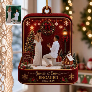 Personalized Proposal Photo Acrylic Ornament, Engagement Ornament Christmas Gift For Couple