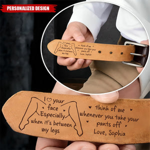 Personalized Engraved Leather Belt, Anniversary Gift For Boyfriend Husband