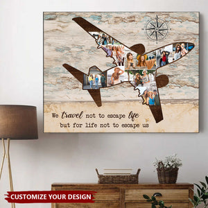 Airplane Photo Personalized Canvas, Holiday Travel Lover Gift