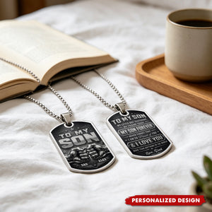 To My Son, Personalized Dog Tag Necklace, Gift For Son and Dad lovers