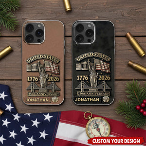 United States 250th Anniversary, Personalized Clear Phone Case