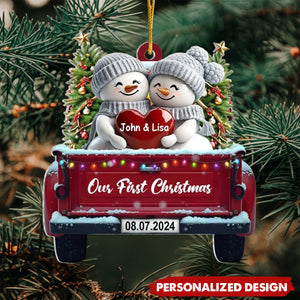 Truck Couple Christmas, Our Firstmas Christmas - Personalized Acrylic Ornament