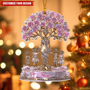 The Love Between Mother And Her Kids - Personalized Mother Transparent Ornament