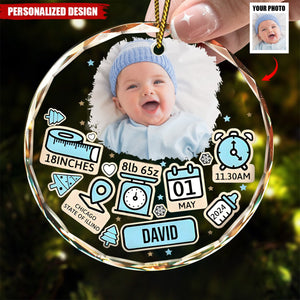 Baby's First Christmas - Personalized Custom Upload Photo Glass Ornament