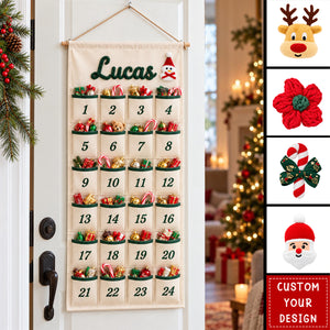 Personalized Name Pattern Advent Calendar Wall Hanging, 24 Large Pockets