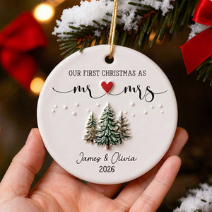 Personalised First Christmas Mr and Mrs Ceramic Ornament