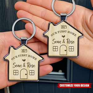 Our First Home Couples Keyring, Personalized House Warming Keychain