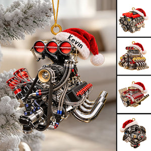 Personalized Drag Racing V8 Engine Ornament - Gifts For Racing Fans Christmas Ornament