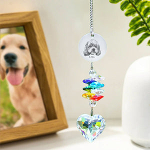 Personalized Portrait Engraving Crystal Rainbow Suncatcher, Pet Memorial Gift