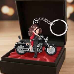 Couple Kissing Motorcycle - Personalized Acrylic Keychain