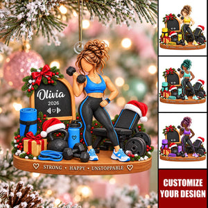 Personalized Gym Girl Christmas Ornament, Just A Girl Who Loves Fitness