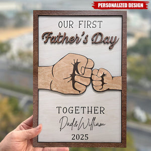Personalized Fist Bump Wooden Sign For First Father's Day