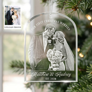 Our First Christmas As Mr. & Mrs. – Personalized Photo Ornament For Newlyweds