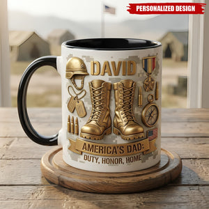 Personalized Military Boot Name Mug-Custom Gift For Active & Veteran Dad