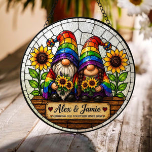 Personalized LGBTQ+ Couple Rainbow Suncatcher, Anniversary Window Hanging