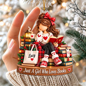 Personalized Book Lover Ornament, Reader Christmas Gift for Bookworm