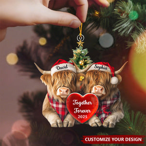 Highland Cowl Couple Ornament, Christmas Gift for Couples