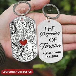 Where It All Began - Couple Personalized Custom Aluminum Keychain - Gift For Husband Wife, Anniversary