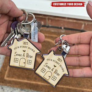 Our First Home Couples Keyring, Personalized House Warming Keychain