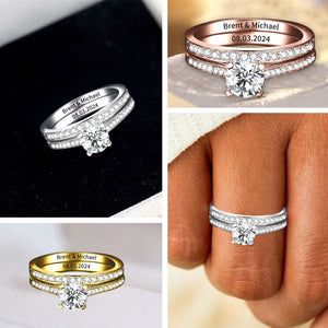 Personalized Cubic Zirconia Engagement Ring Set