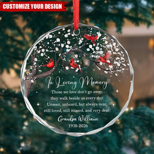 Personalized Cardinal In Loving Memory Glass Ornament