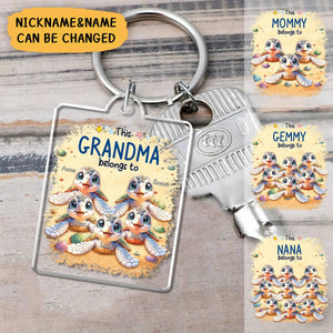 This Grandma Belongs To Cute Turtles Personalized Keychain